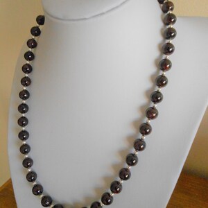 Garnet Beaded Necklace: January Birthstone, Sterling Silver Accents