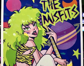 ROCKIN' PIZZAZZ | the misfits | jem and the holograms | HOLOGRAPHIC print | 80s | aesthetic | 80s hair band | art | decor