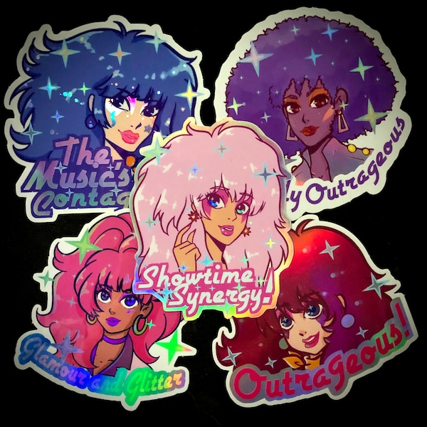 Showtime Synergy! | Jem and the holograms | 80s glam | holographic sticker | aesthetic | hydroflask | laptop stickers | vinyl | waterproof