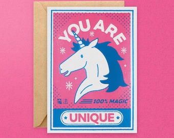 Unicorn card - Unicorn print - Unicorn illustration - Unicorn art - Pink birthday card - Princess birthday - Gift for young girl - Liverpool