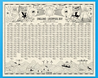 Tide Table 2024 - Limited edition - Coastal print - Toucan Tango Design - Merseyside - Nautical print - Gift for sea lovers - Liverpool