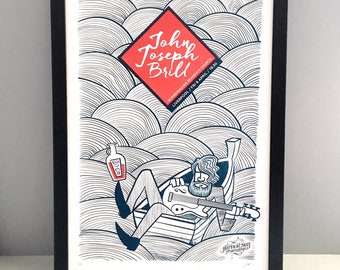 John-Joseph Brill - Official gig poster - Limited edition - Nautical screenprint - Seascape print - Rowing boat print - Rock music poster