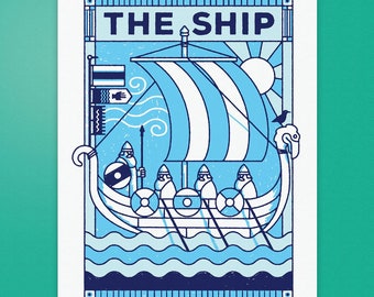 The Ship print - Ship screen print - Viking screen print - Nautical wall art - Ship wall art - Toucan Tango Design - Christmas gift