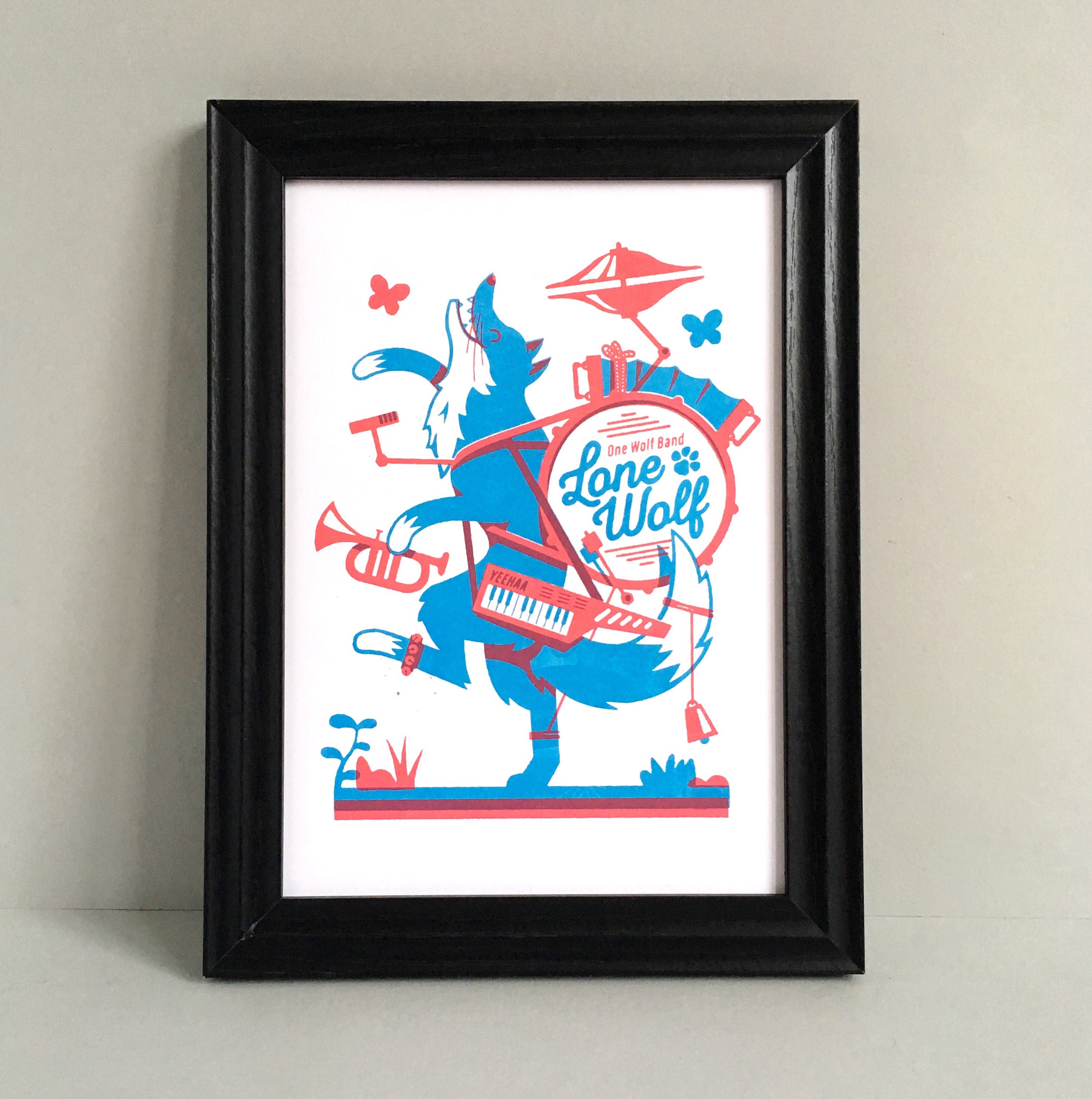 Lone Wolf Art Print Wolf Screen Print A4 Screen Print Etsy UK