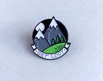 Mountain enamel pin - Stocking filler - Adventurer lapel pin - Lapel pin forest - Wilderness lapel pin - Travel pin badge - Hiking pin