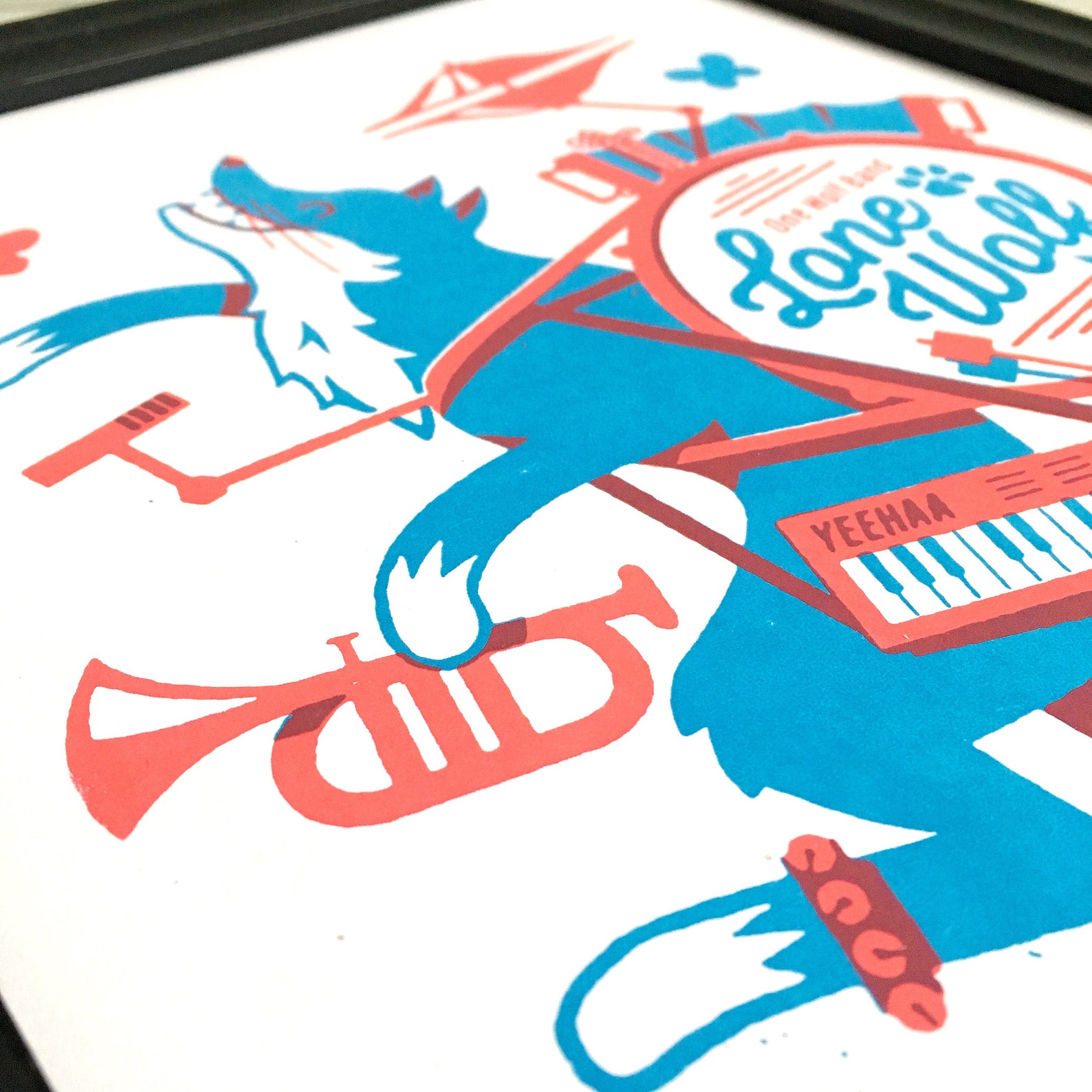 Lone Wolf Art Print Wolf Screen Print A4 Screen Print Etsy