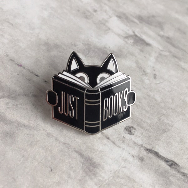 Book enamel pin - Cat enamel pin - Cat brooch - Cat lover gift - Book lapel pin - Book reader gift - Crazy cat lady - Valentine's gift