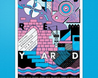 Future Yard poster - Future Yard Festival - Official merchandise - Limited edition - A2 screen print - Birkenhead gig print - Toucan Tango