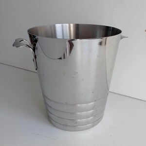 French vintage polished stainless steel Champagne bucket / cooler with fixed handles, circa 1970s