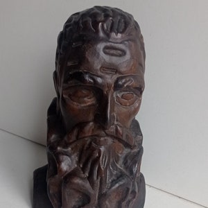 French vintage, wood carved bust of gentleman.