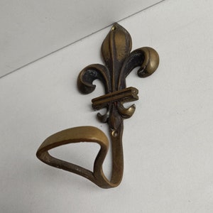 French vintage / antique fleur de lys coat hook/ peg in cast bronze.