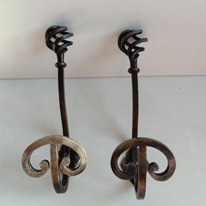 Single French artisan made wrought iron single coat and hat rack / hook / peg circa mid century.