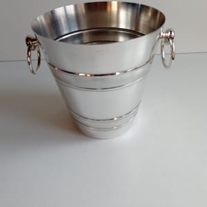 French antique by silversmith Adolphe Ghioni silver plated Champagne bucket / cooler with Modernist styling, ring handles, circa early 1900s