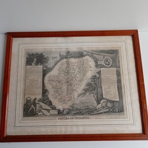 1852 Levasseur Karte des Departamento La Charente, Frankreich (Weinregion Cognac und Pineau)