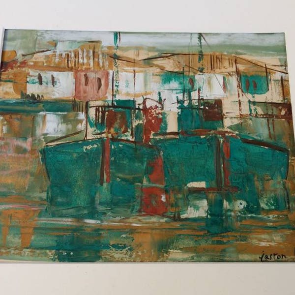 French vintage Modernist / Cubist / Abstract painting from renowned artist Gaston LARRIEU (1908-1983)