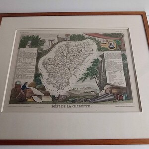 1852 Levasseur Karte des Departements La Charente, Frankreich (Weinregion Cognac und Pineau)