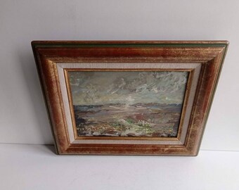 ヴィンテージ　フランス　油絵 有名な画家マルク・セナックによる、フランスのビンテージ印象派