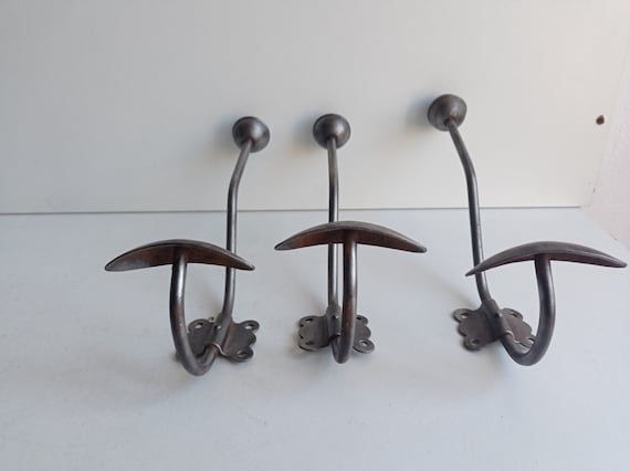 French Vintage Antique Art Deco Industrial Style French Steel 3 X Single Coat Hat Rack Hooks Pegs With Steel Ball Finial Circa 1930s. Etsy