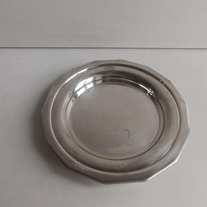 Large Modernist silver plated wine bottle coaster, French vintage.