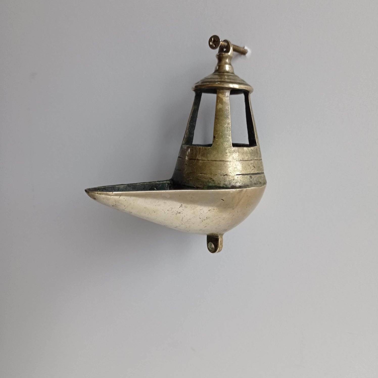 Français Antique Suspendu en Bronze Brûleur à Huile/Lanterne Lumière Génie Vers Les Années 1800.