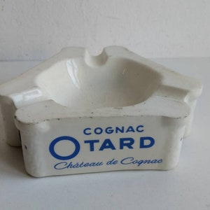 Mid Century French vintage, Art Deco publicity ashtray, Cognac Otard / Pineau  ceramic ashtray with Sarreguemines stamp.