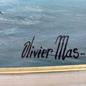 Peinture à l'huile vintage française de paysage marin, signée et bien encadrée par l'artiste et peintre français de renom, Oliver Mas. image 5