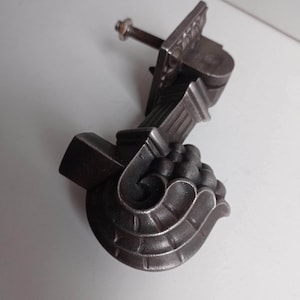 French antique cast iron door knocker/ door pull in the style of a classical horn of abundance filled with grapes, this comes with striker.