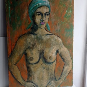 French vintage impressionist painting by renowned French artist MICKAËL DOUCET, oil on lined canvas, 2001.