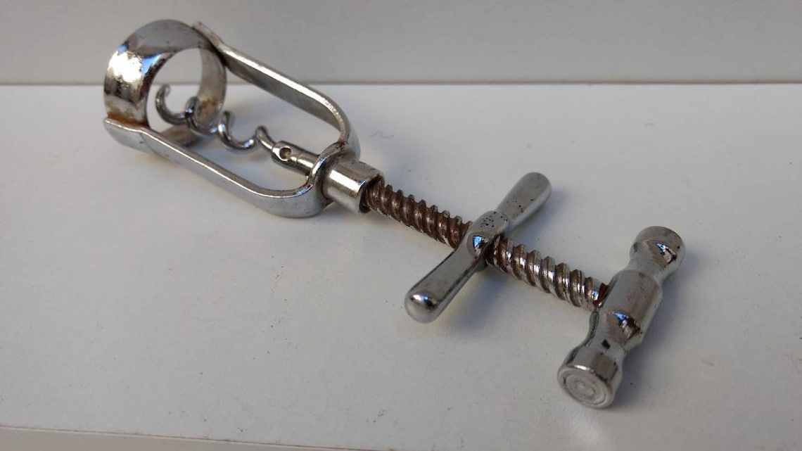 French vintage mechanical corkscrew / cork removal tool in Etsy
