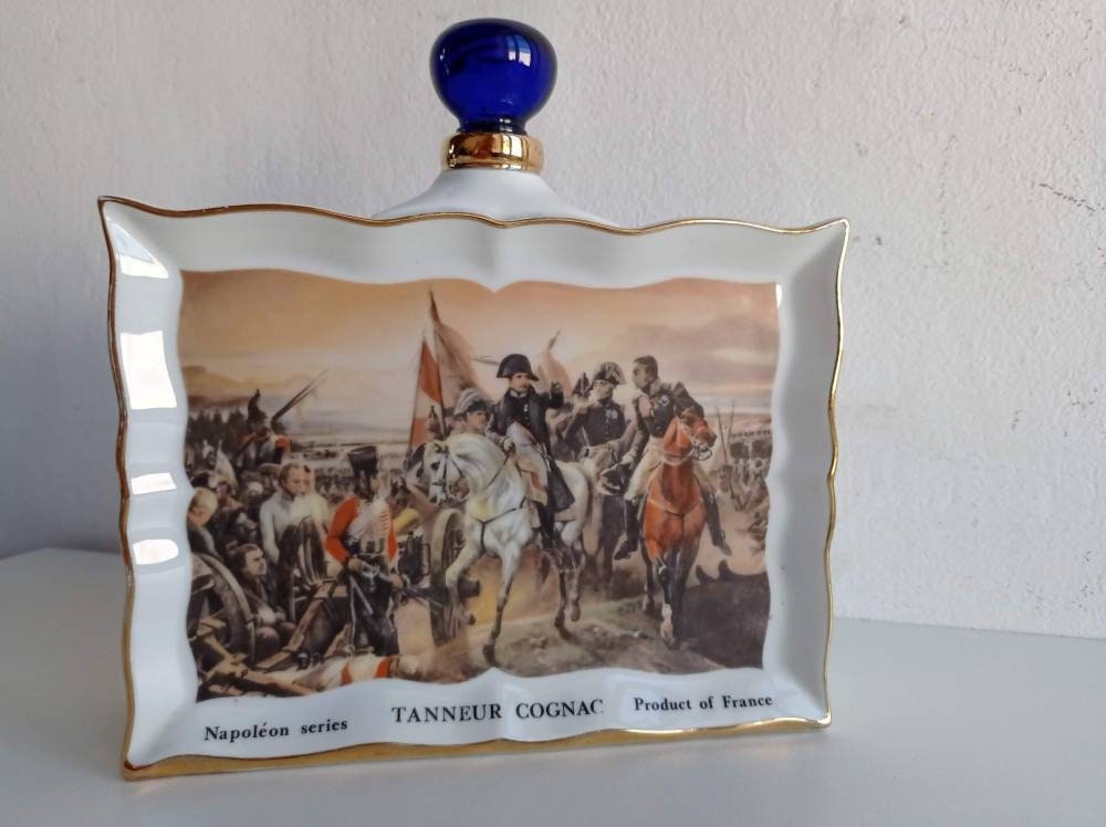 Français Carafe Vintage Napoléon Commémorant La Bataille de Friedland 1807, en Porcelaine avec Bouch