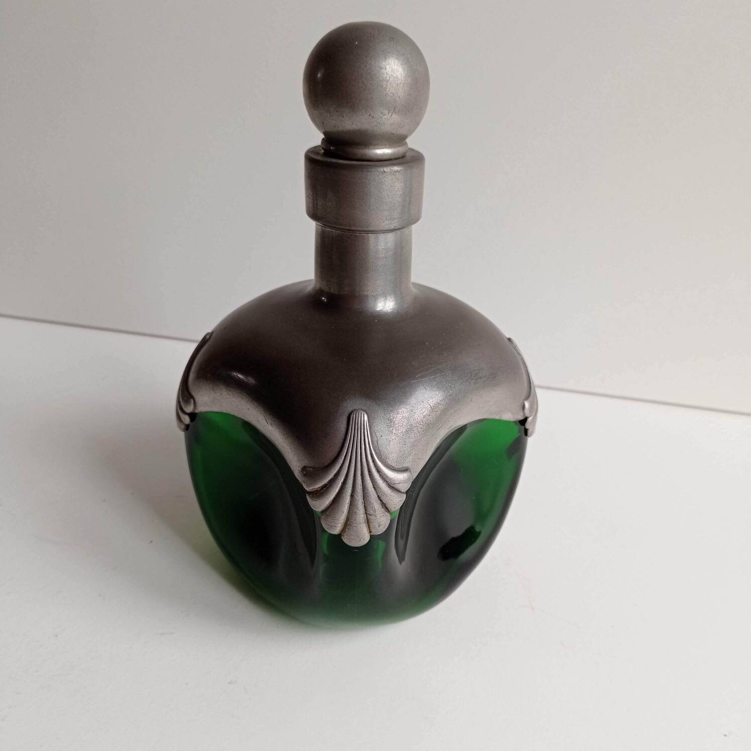 Verre Vert Épais et Lourd Carafe en Étain/À Vin avec Bouchon.