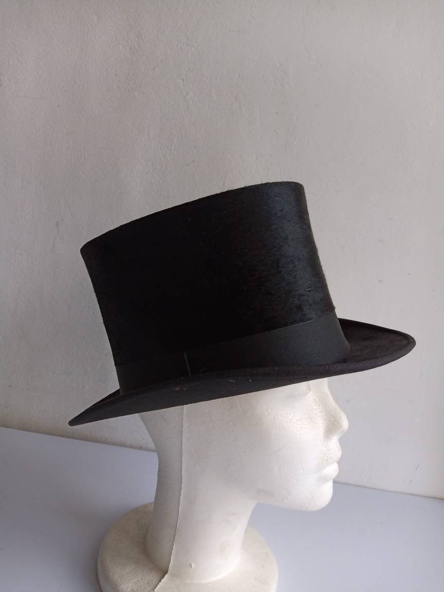 French Antique Beaver Fur Top Hat 