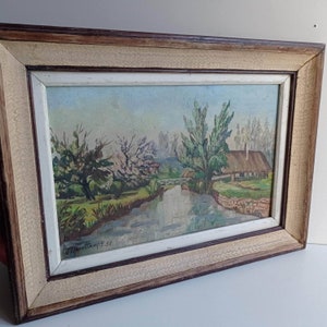 French vintage oil on canvas landscape painting by renowned painter, signed, dated and framed.