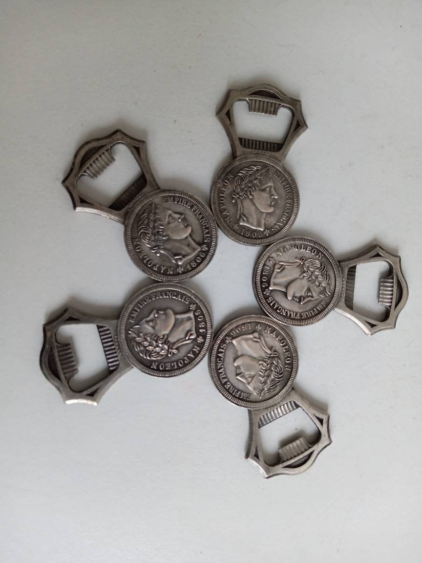 Français Ouvre-Bouteille Napoléon Bonaparte, Français Pièce Empire 1806 avec Publicité Au Revers, La