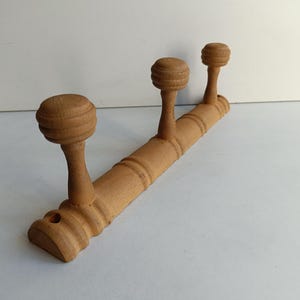 French vintage Modernist style vintage wood bamboo style, 3 peg coat rack circa Mid Century.