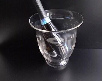 Enfriador/cubo de champán de cristal tallado vintage francés.