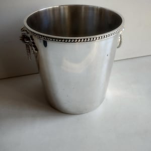 French vintage art deco Ercuis champagne bucket with fô dog handles.