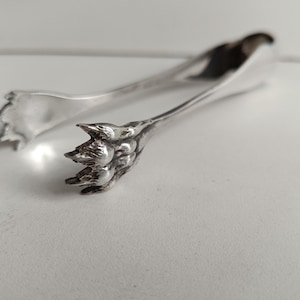 rench antique, Art Nouveau silver plated claw tongs for ice, or sugar lumps, circa 1910.