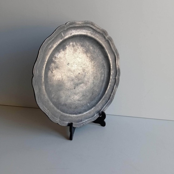 フランスアンティーク　Pewter Plate Stunning French Vintage Decorative Pewter Plate With