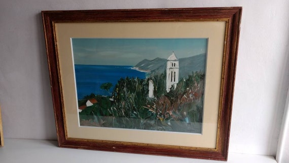 版画 GEORGES LAPORTE lithograph Lot - Georges Laporte Large Framed Seaside Lithograph