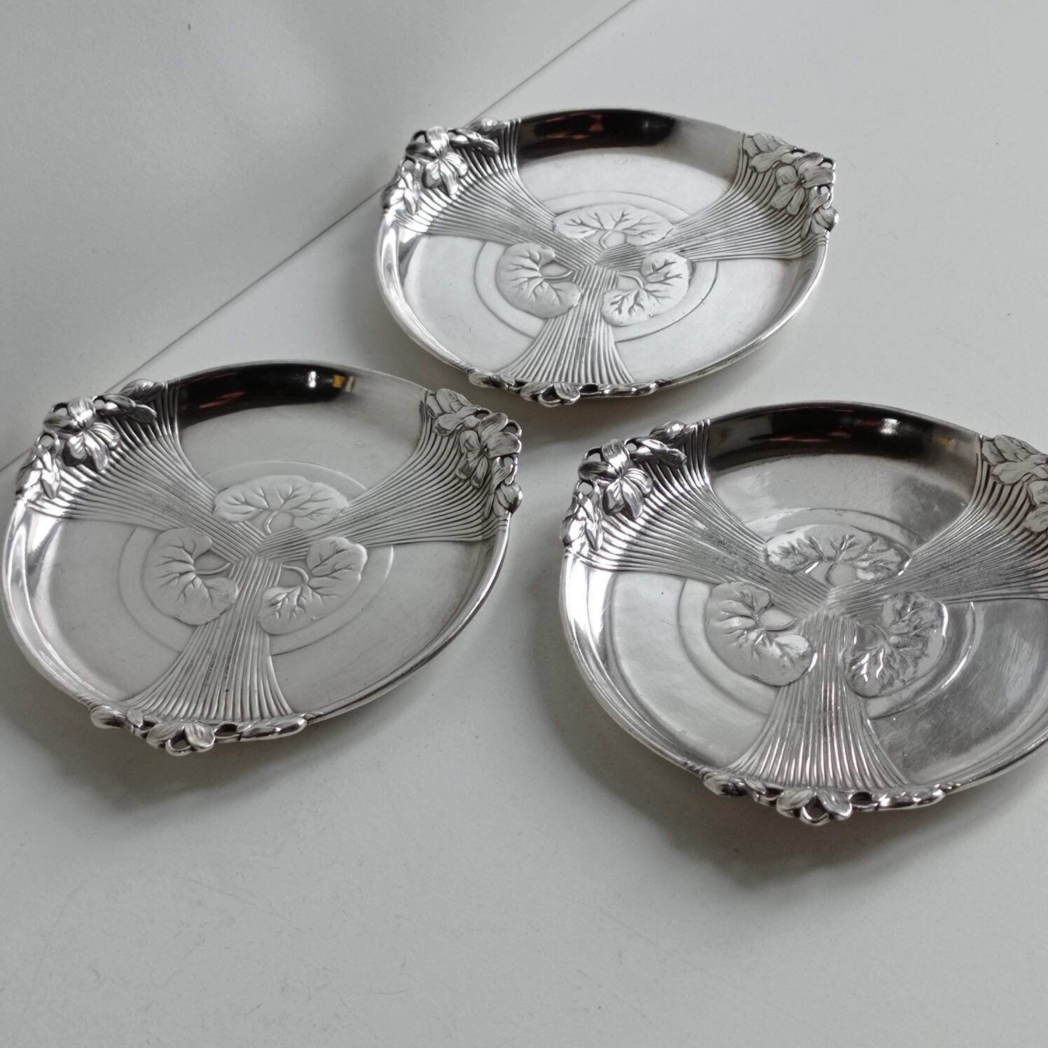 3 Disponibles Art Nouveau Christofle Gallia Plaqué Argent Français Sous-Verres de Bouteille Vin Mill