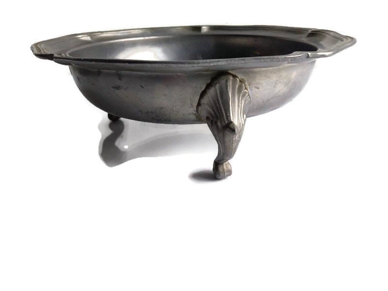 Français Vintage/Antique 3 Pattes Profondes Compotier Bol de Fruits Pièce Centrale avec Timbre Ange.