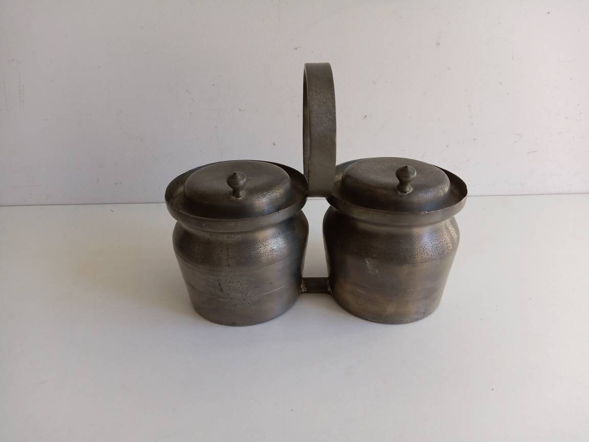 Français Pots de Rangement Utilitaires Antiques avec Poignée et Marque Fabricants.