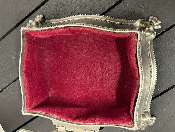 Vintage Silver tone Brushed Pewter Box, Lion Head… - image 8