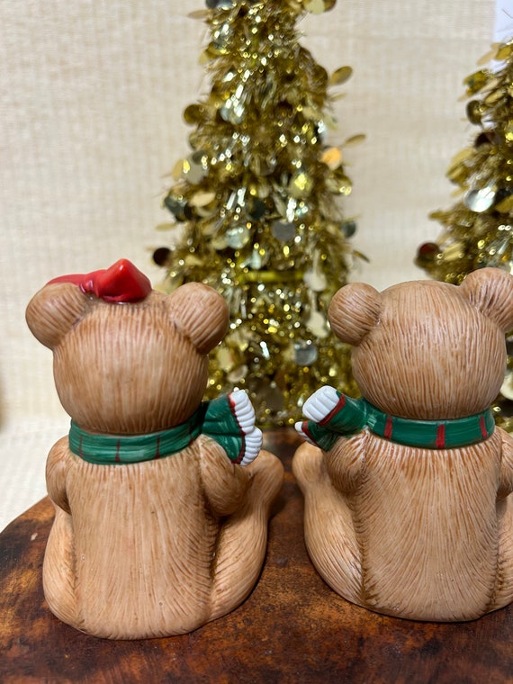 Vintage HOMCO Porcelain Christmas Bears: Holiday Decor Pair - Etsy