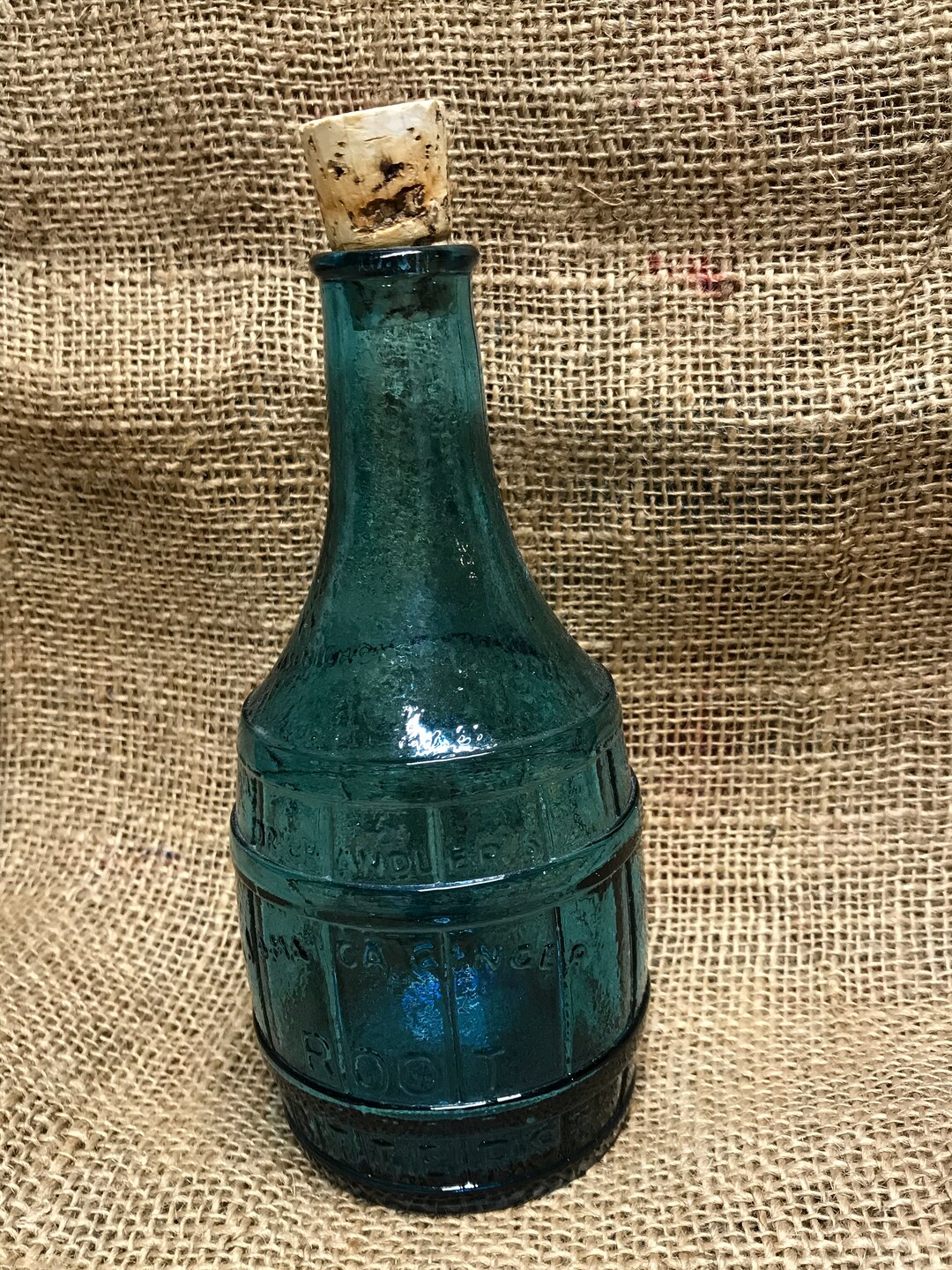 Wheaton Dr. Crandler's Jamaica Ginger Root Bitters, Blue Barrel Shaped