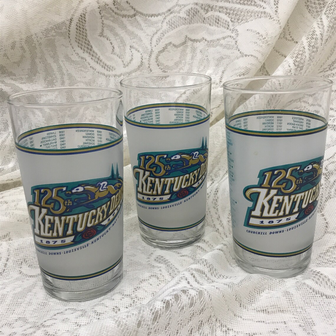 Vintage Kentucky Derby Glasses 1999 Derby 125 Set of Three Etsy UK