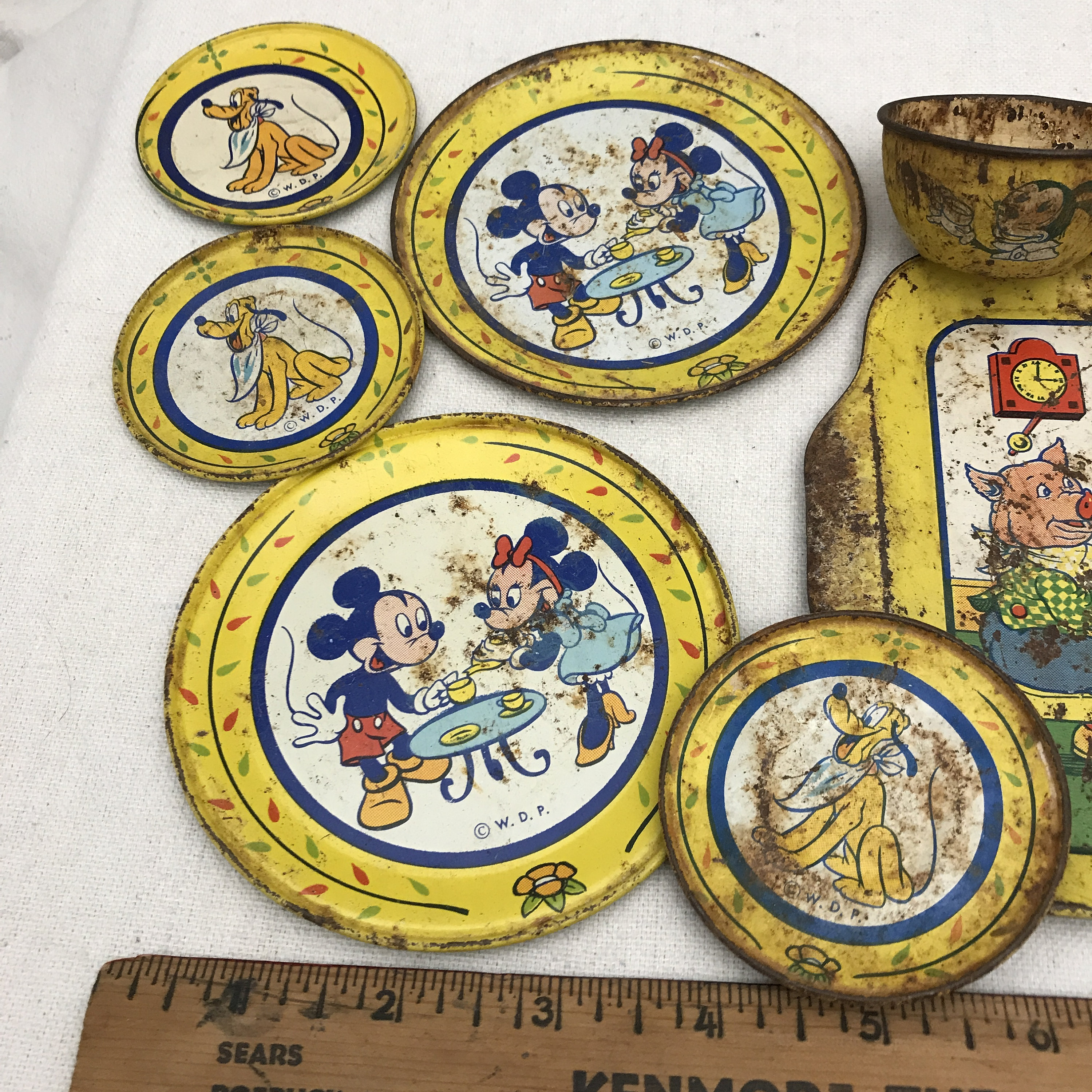 Walt Disney Productions Tin Tea Set, 1940's or 30's, Mickey