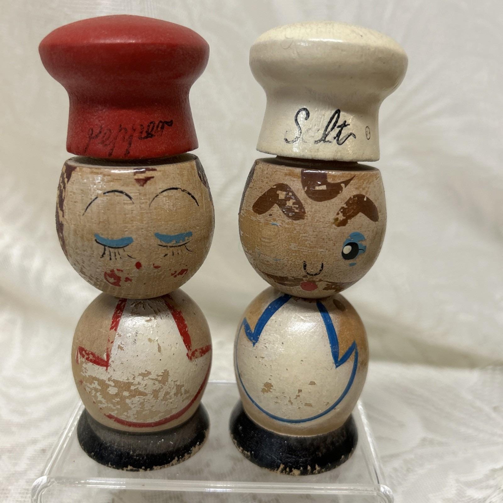 ヴィンテージペイントウッドピープル ソルト＆ペッパーシェーカー 日本