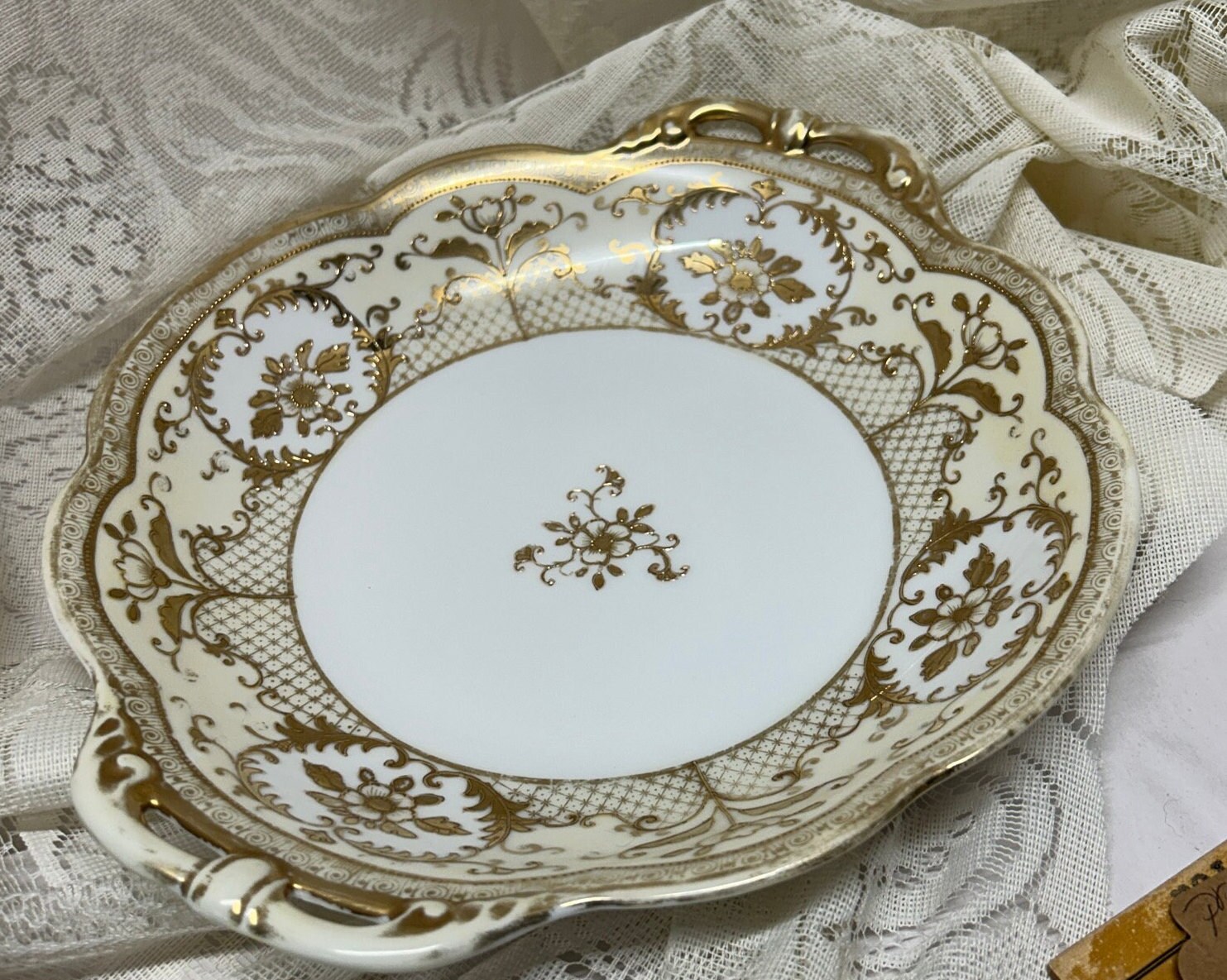 Nippon 1891 Maple Leaf Two Handled Serving Bowl Hand Painted With 22k Gold Trim Nippon Bone China, Gorgeous Bowl! 9" Dish, Mother's Day!